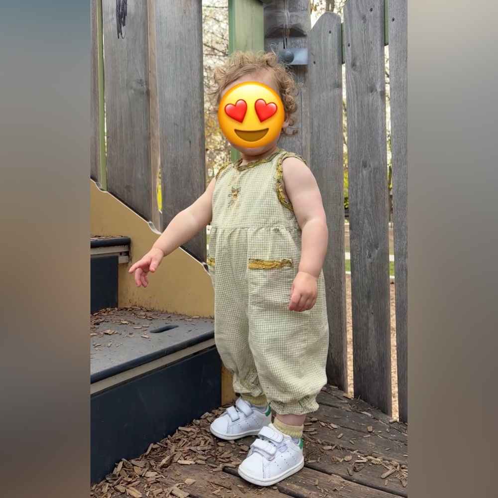 Vintage April Cornell Gingham Ruffle Jumpsuit (12-18 Months)